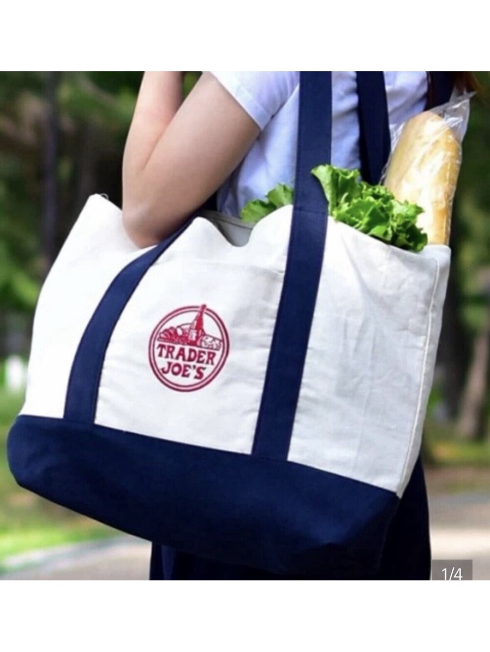 Trader Joe’s Canvas Tote Shopping Bag - LARGE CLASSIC NAVY BLUE - NEW with TAGS